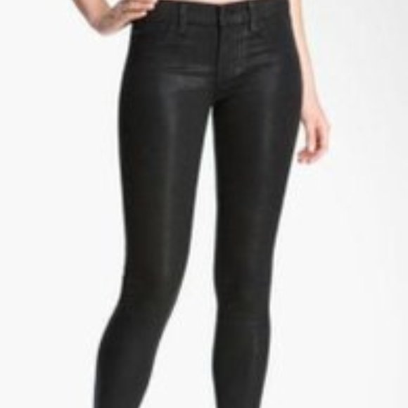 J Brand black coated Denim Leather Look jeggings 25 - Picture 5 of 8
